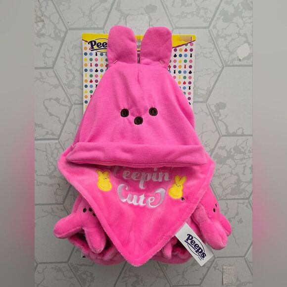 New pink Peeps Baby girl Set Includes Hat, Bib, Booties Easter Bunny PEPPIN CUTE - Picture 1 of 4